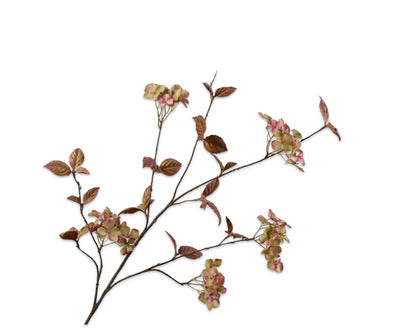 Silk ka hortensia tak met blad groen/roze